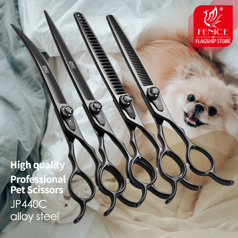 Grooming Scissors - Fenice jp440c aço profissional preto canino
